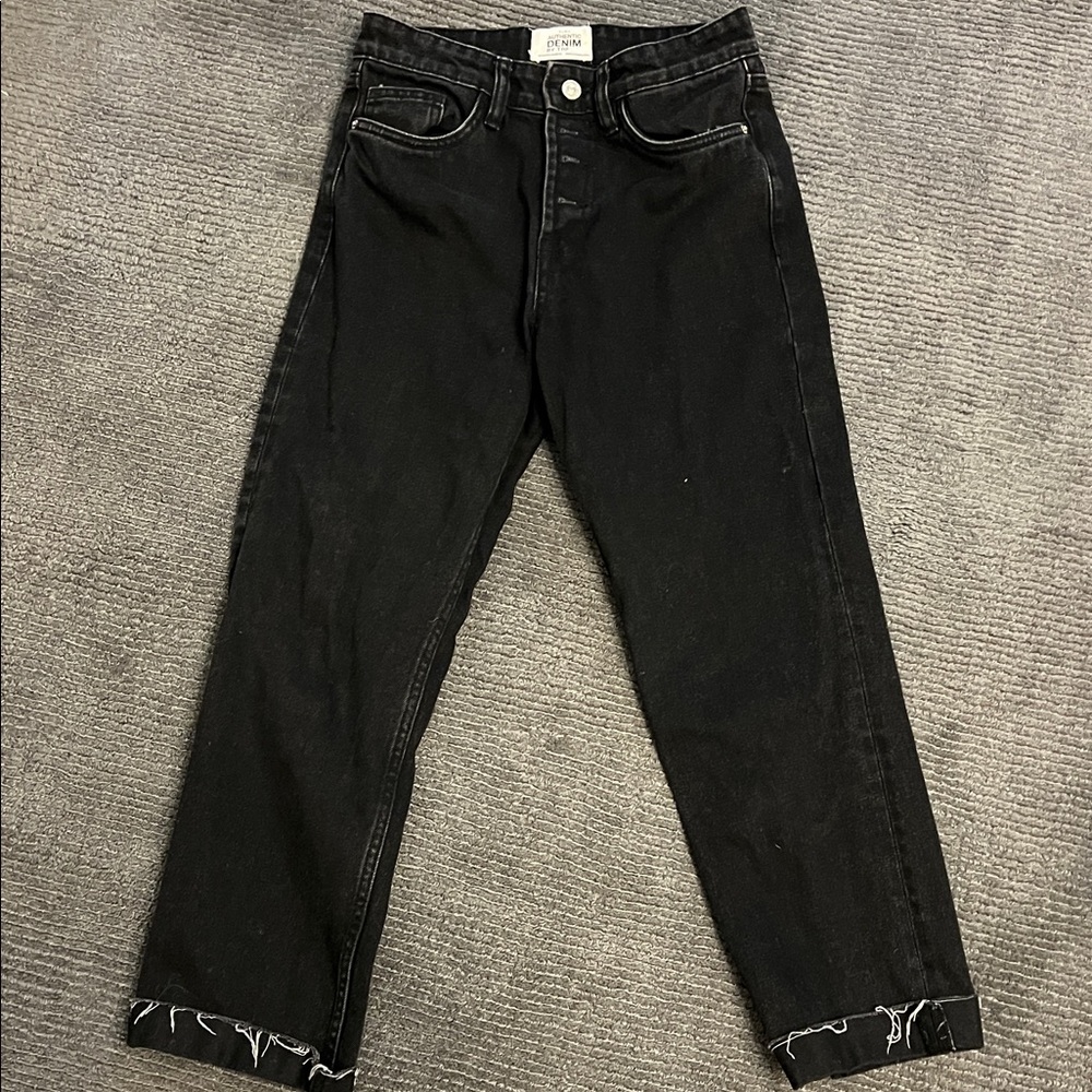 Zara women's Dark Black Straight Jeans
